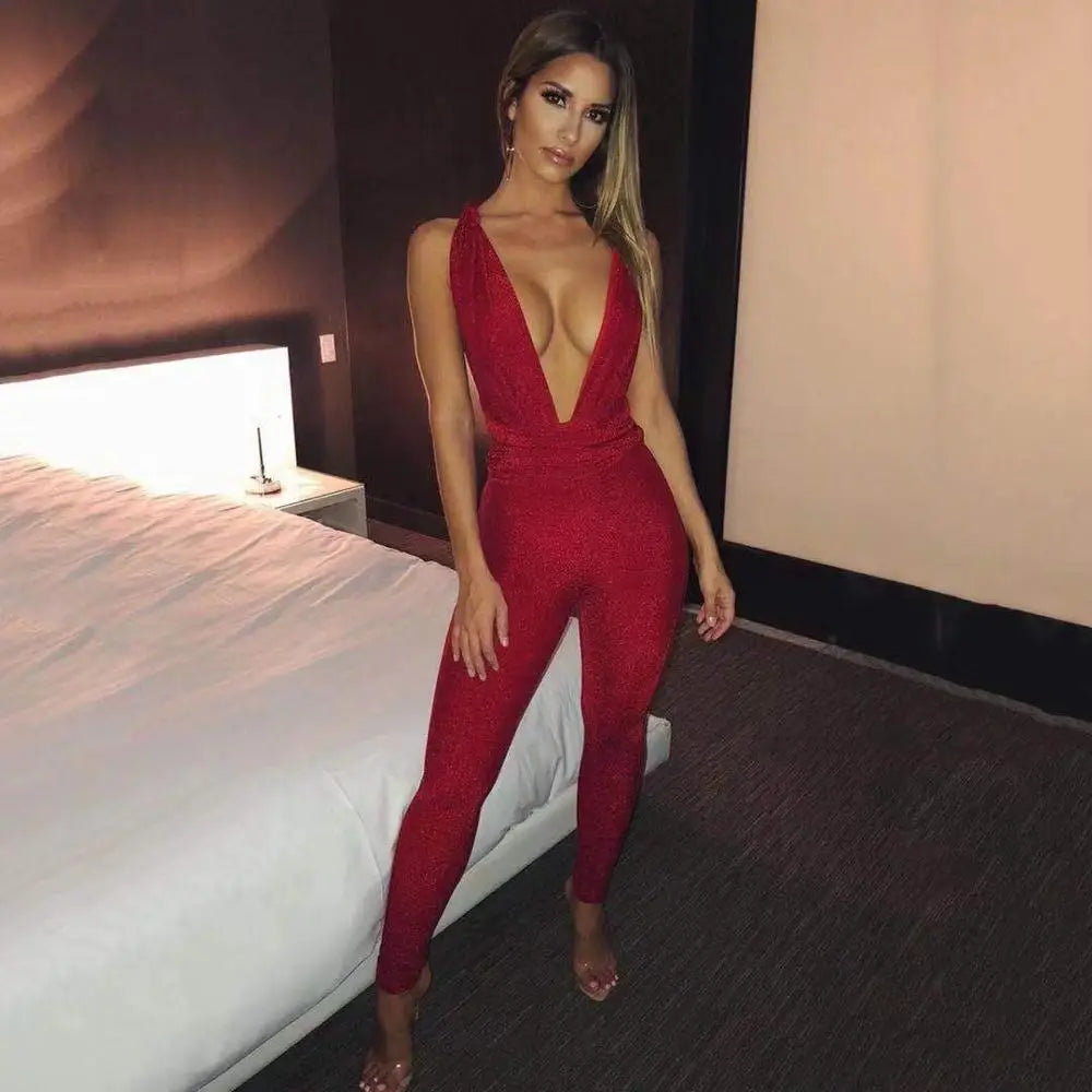 NEW 4 Colors Sexy Sparkle Jumpsuit + Mini Sexy Dress Women Off Shoulder Lace Up Bodycon Bandage Long Pants Glitter Backless Party Club Rompers Women Jumpsuits