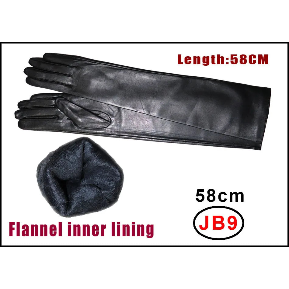 NEW Arrivals  Genuine Real Leather Gloves 100% Sheepskin Long Gloves Women's Winter Warm Fleece Lining Over Elbow Arm Sleeves Color Ladies Fashion Apparel Accessories