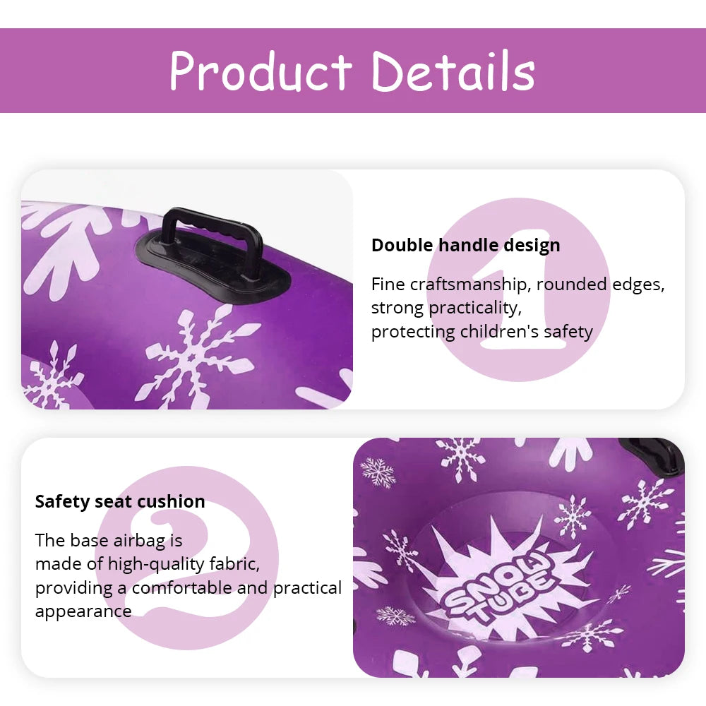 4 Colors Adults Children Strong Inflatable Snow Sled with Reinforced Cover Thickened PVC Tube Cold Resistant Fun Gear Winter Sports Accessories