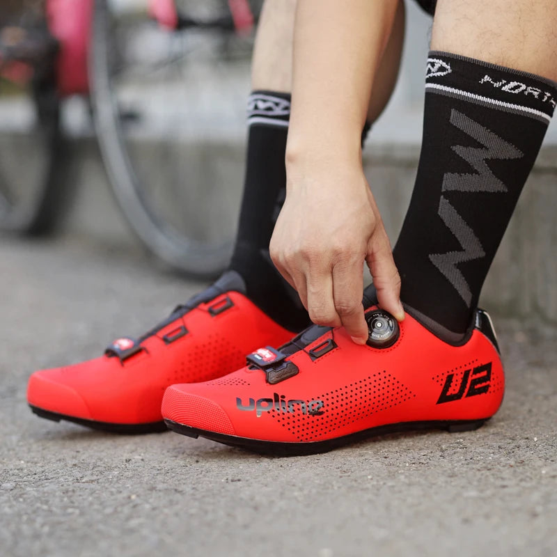 NEW Arrivals Black/White/Red Color Professional Road Cycling Shoes Men/Women Road Bike Shoes Ultralight Bicycle Sneakers Self-Locking Professional Cleat Shoes