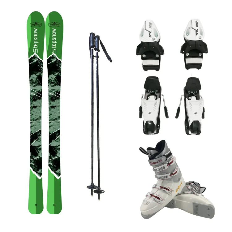 NEW Set Women Men Professional Alpine Ski Boot Set Binding Shoes Pole Brand Mountaineering Skateboard Winter Sports Supplies