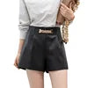 New Arrivals Black/Beige Color Spring Summer Autumn 100% Sheepskin Leather New Fashion Real Leather Shorts Pants High Waist Chain Evening Party Night Clubwear Mini Shorts Ladies Sexy Apparel Accessories