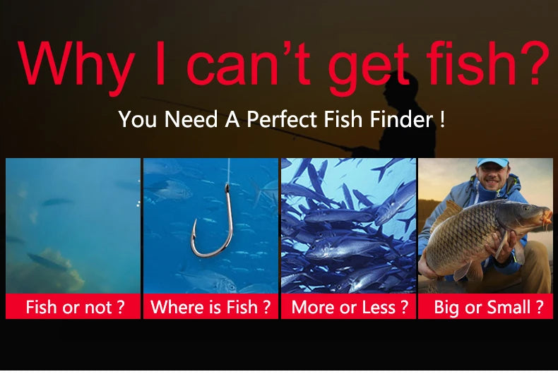 English Language 100-200meters Professional Wireless Sonar Fish Finder Dot Matrix Sonar Sensor Transducer Depth Echo Sounder  Recharged Battery Ocean Lake River Fishing Supplies