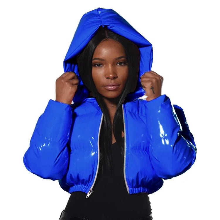 NEW Arrivals S-XL 8 Colors Female Winter Down Coat PU Leather Quilted Parkas Mid-Long Puffer Bomber Cropped Bubble Coats Warm Out Wear Windproof Jackets Women Winter Apparel Supplies
