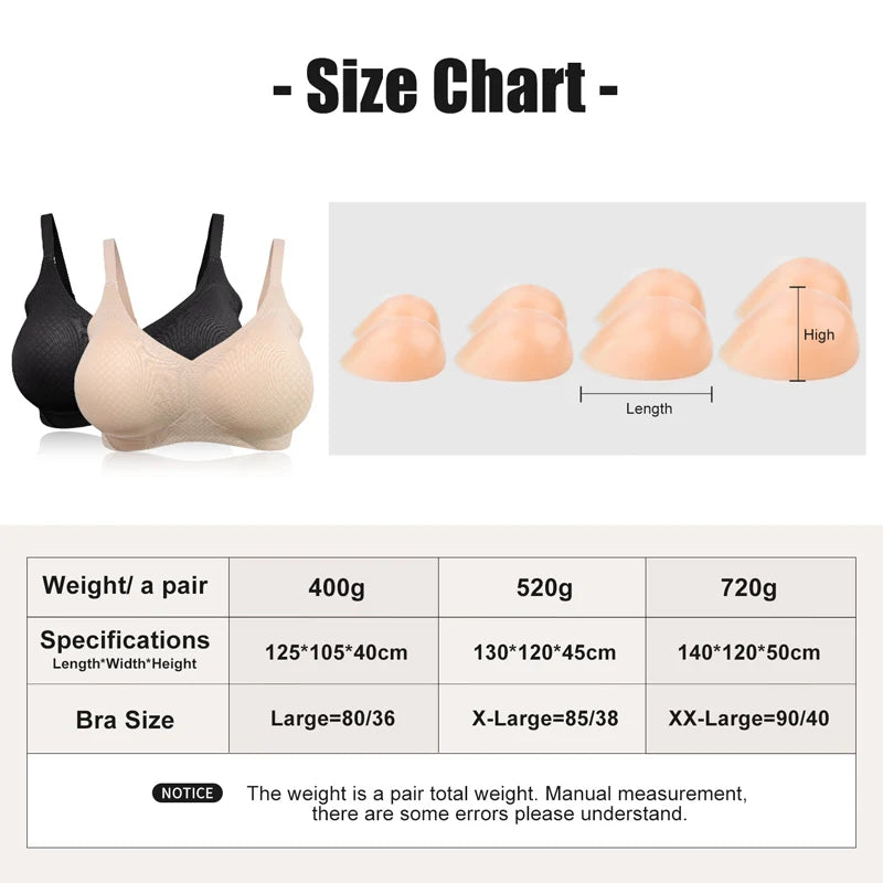 Mastectomy L/XL/2XL Plus Size Bra Breast + Silicone Pads Prosthesis Wireless Post-Surgery Pocket Design for Breast Forms Enhancement Inserts Silicone Bra Women Underwear Products
