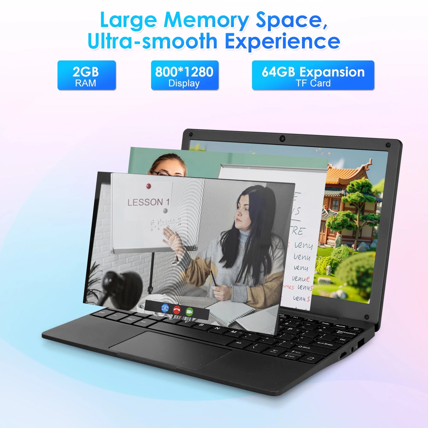 New  10.1 Inch Mini Laptop Android 12 2GB RAM 64GB Storage 5000mAh Battery EU English for Student Education