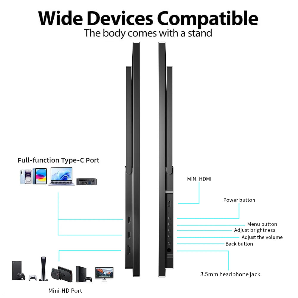 22' Inch Portable Touch Screen Monitor 2.5K Foldable IPS  Extra Screen for Laptop Switch Xbox Monitor Large Portable Monitor Business Office Home Computer Tools Electronics Supplies