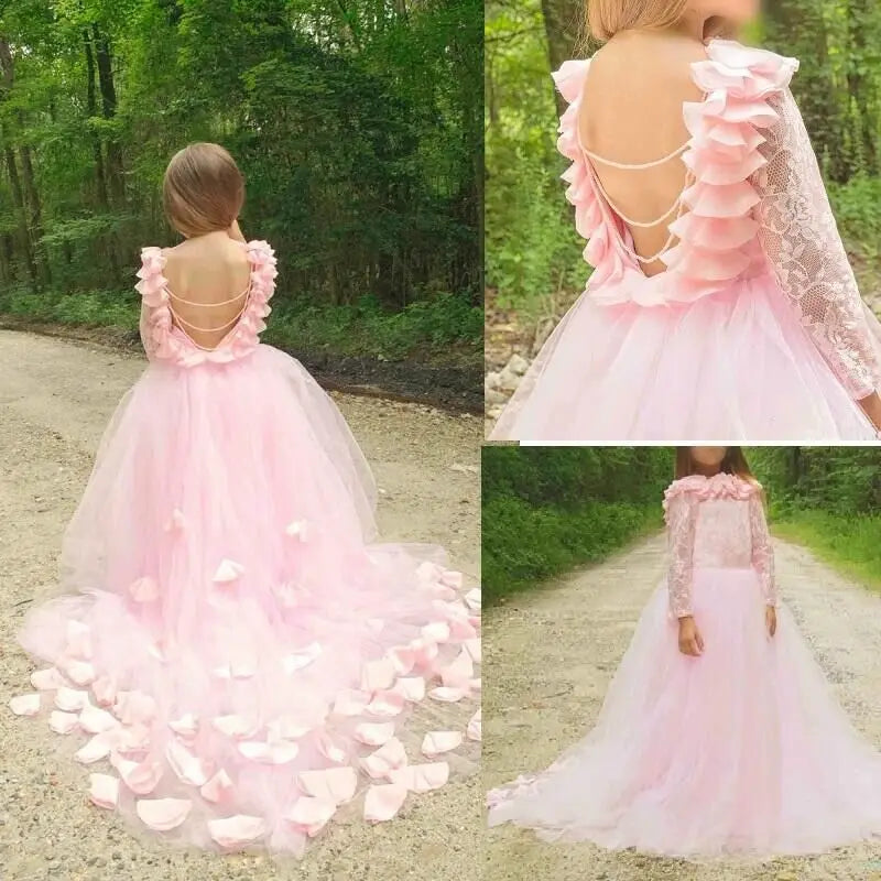 NEW Arrivals Hot White/Pink Color 2/14 Years Old Girls Panton Dragon Piano Playing Luxury Flower Girls' Dresses Ball Gown Bridesmaid Wedding Dress Evening Birthday Party Mermaid Formal Gowns Children Luxury Apparel Supplies
