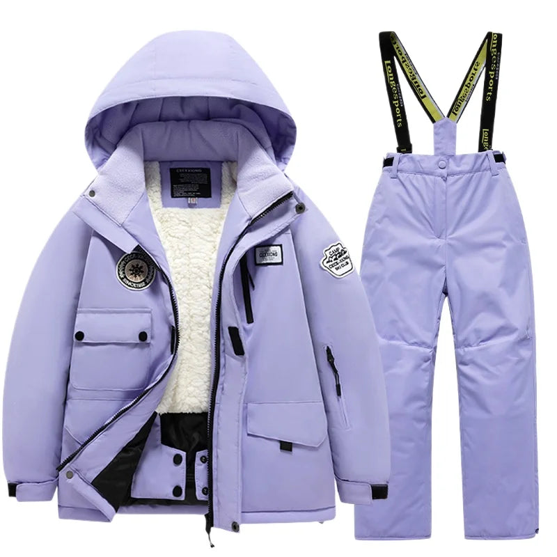 BEST PRICE 2 PCS Set Children's Girls Boys Top Quality Waterproof Ski Jacket + Pants Kids Snowboard Suit Snow Wear Ski Clothes for Kids Ski Suit Ski Clothing