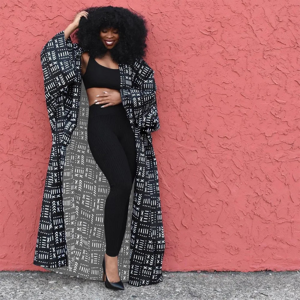 NEW Arrivals S-4XL Plus Size Women's Autumn Spring Long Coat Autumn Winter Retro Hipster Coats Loose Print Cardigan Women Casual Streetwear Clothing Supplies