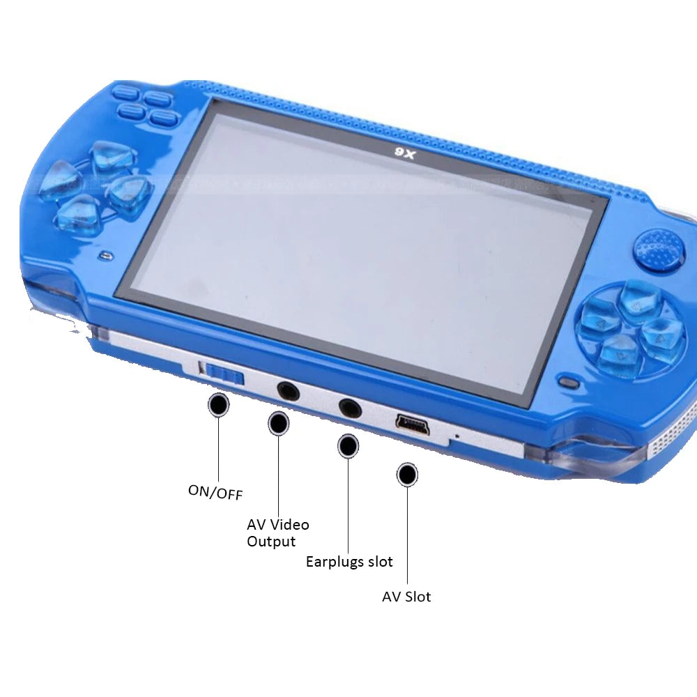 128 Bit Video Game Consoles X6 Handheld Game Console 4.3 Inch Screen Game Machine Real 8GB for Camera, Video, E-book