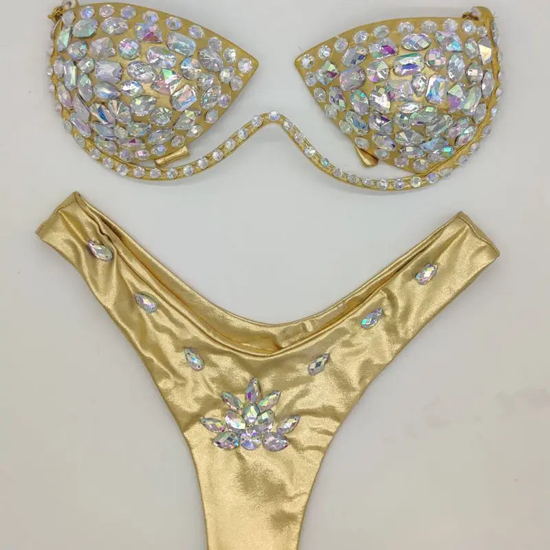 10 Colors Luxurious Diamond Sexy Bikini Crystal Bikini Swimwear Plus  Sizes Rhinestone Swimsuit Summer Beachwear