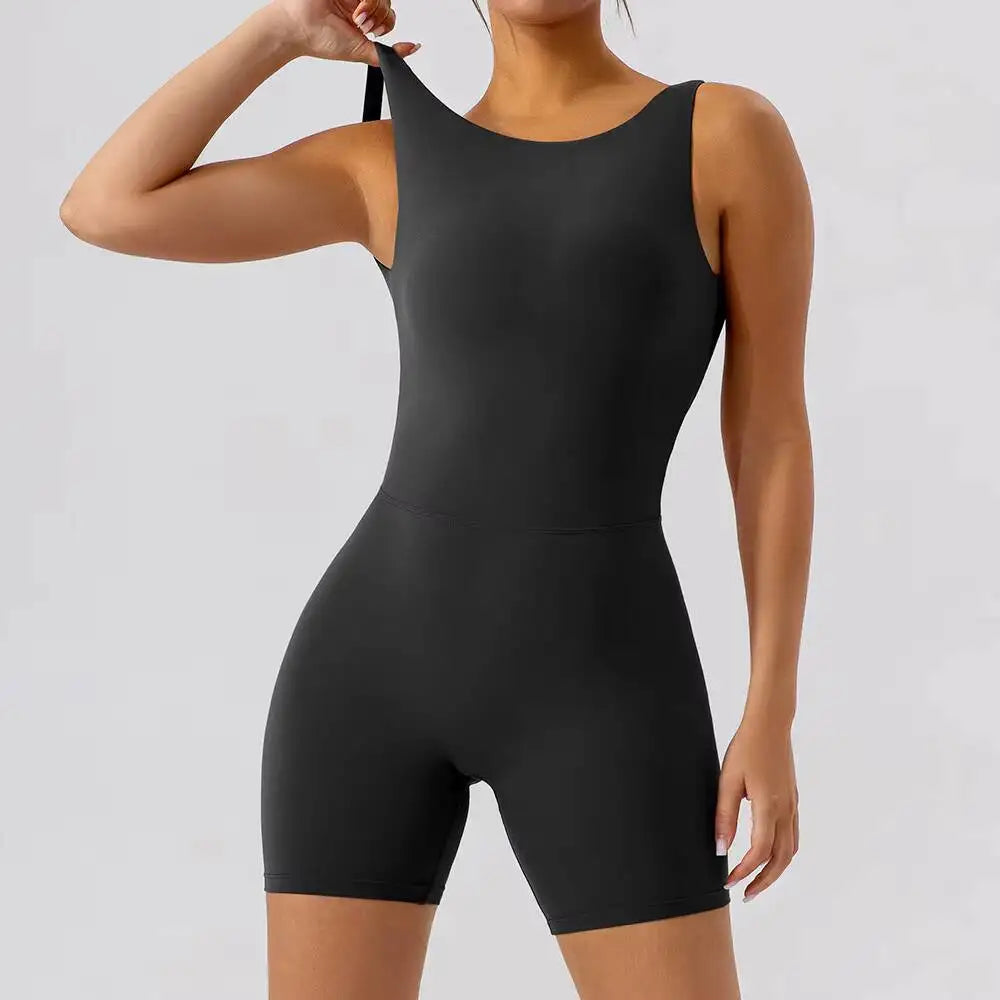 NEW Arrivals  Women's Sexy Double-Sided Sweat-Absorbing Quick-Dry Breathable Butt-Lifting Sleeveless Backless Women's Round-Neck Yoga Jumpsuit Outdoor Running Cycling Gym Fitness Activewear Workout Sports Clothing Supplies