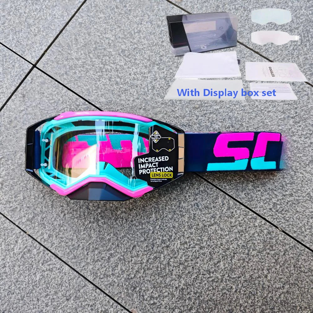 NEW American Motocross Motorcycle Top Quality Professional Goggles Halley Riding Eyewear Windproof Sports Glasses with Display Box Set