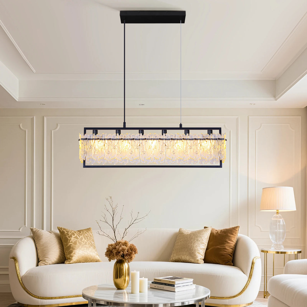 Modern New Design Luxury Chandelier For Home Living Room Suspension Lamp Indoor Villa Hanging Lamp Glass LED Pendant Lights
