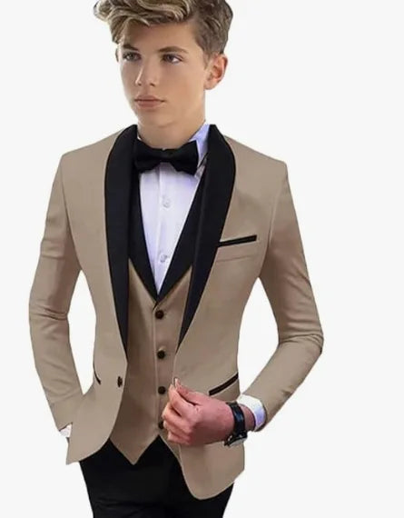 3 PCS Set 8 Colors Boys Luxury Suit Blazer Vest Pants Jacket Gentleman Clothes Sets 3-16T Kids Wedding Guest Evening Prom Birthday Party Formal Clothing Wedding Suits Children Luxury Apparel Supplies