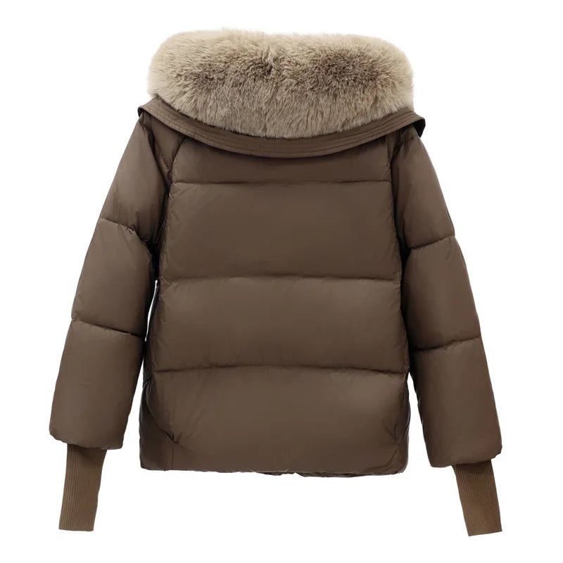 Boutique Gala HOT SALE Black/Brown Color Girls Winter Warm Outfits New Style Fashionable Temperament Lapel Versatile Casual Women's Jacket Fur Collar Coats Women Winter Clothing Supplies