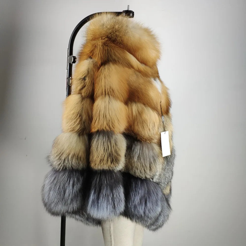 NEW Arrivals 4 Colors Women's Elegant Graceful Winter Women's Real Natural Fox Fur Coat Custom Design Fur Poncho Luxury Shawls Ladies Luxury Apparel Supplies
