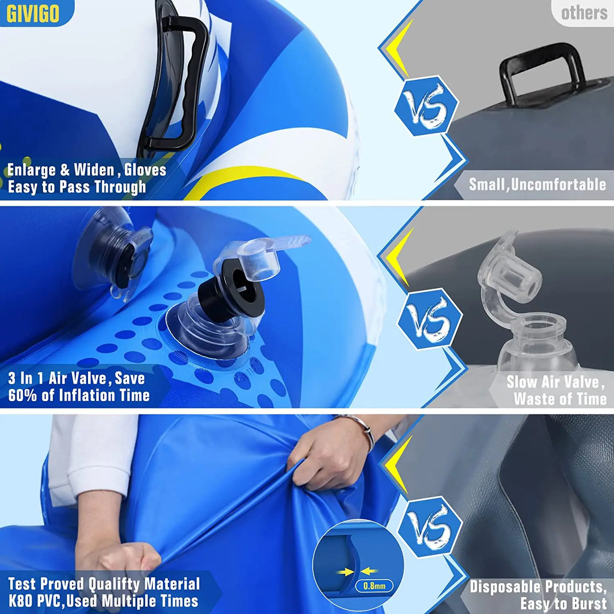 NEW Arrivals Adults Children Fun Gear Strong Foldable Inflatable Snow Sled Tube Snowmobile Heavy Duty Towable Hard Bottom Portable Winter Family Activity Gear Outdoor Winter Sports Supplies