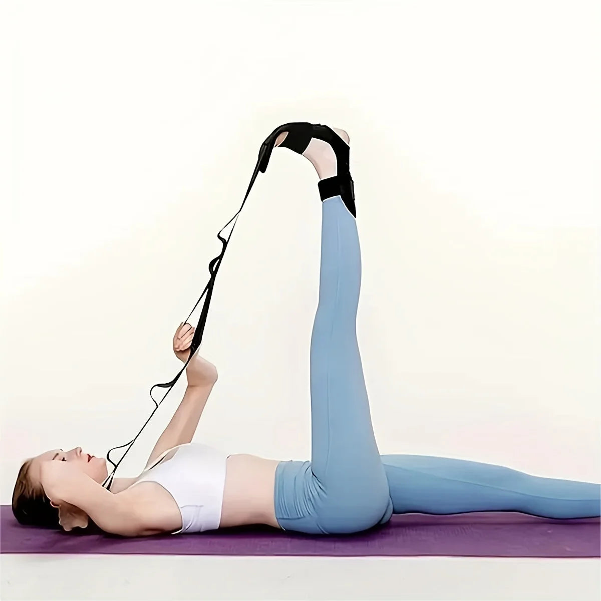 Home Gym Yoga Pilates Studio Unisex Foot Stretcher Strap Yoga Stretching Band Leg Stretch Belt Muscle Relaxation Flexibility Ankle Stretching Strap Women Men Workout Accessories