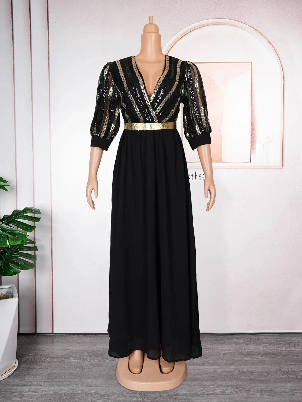 Gold/Silver/Red Color New African Women Plus Size Satin Evening Dresses Wedding Guest Evening Prom Party Luxury Sequin Gown Bodycon Dashiki Ankara Africa Clothing African Ladies Luxury Apparel Supplies