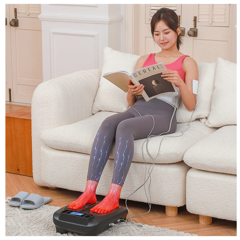 3 in 1  EMS Foot Stimulator Foot Heating Massager with Body Tens Patch Massage and Heating Waist Belt 99 Level Blood Circulation Arthritis Therapy Pain Relief Treatment Relaxation System Massage Health Care Supplies