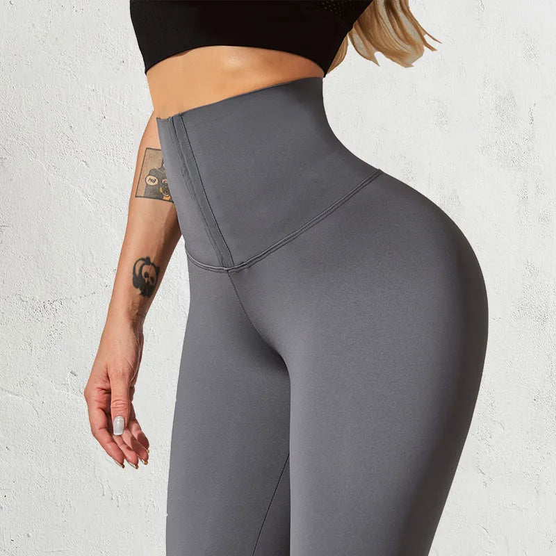 8 Colors S-2XL Women's Waist Trainer Tight Leggings High Waist Yoga Pants Gym Leggings Adjustable Tummy Control Slimming Fat Burning Body Shapewear Yoga Pants