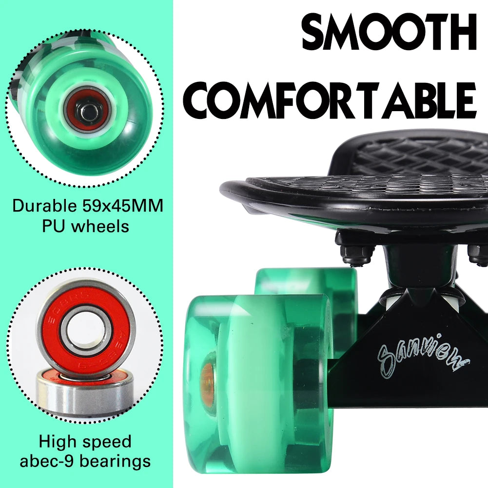 4 Colors Aluminum Trucks Professional Skateboards Penny Board 22 Inch 22*6'' Sturdy PP Plus Fiberglass Deck Mini Cruiser Skateboard for Boys and Girls with EN13613 Outdoor Sport Activities Supplies