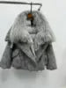 TikTok Most Popular 15 Colors Top Quality Unique Winter Luxurious Cashmere Loose Puffer Bomber Jacket Goose Down Jacket with Natural Red Silver Fox Fur Coat Girls Outerwear Jackets Women Winter Apparel Supplies