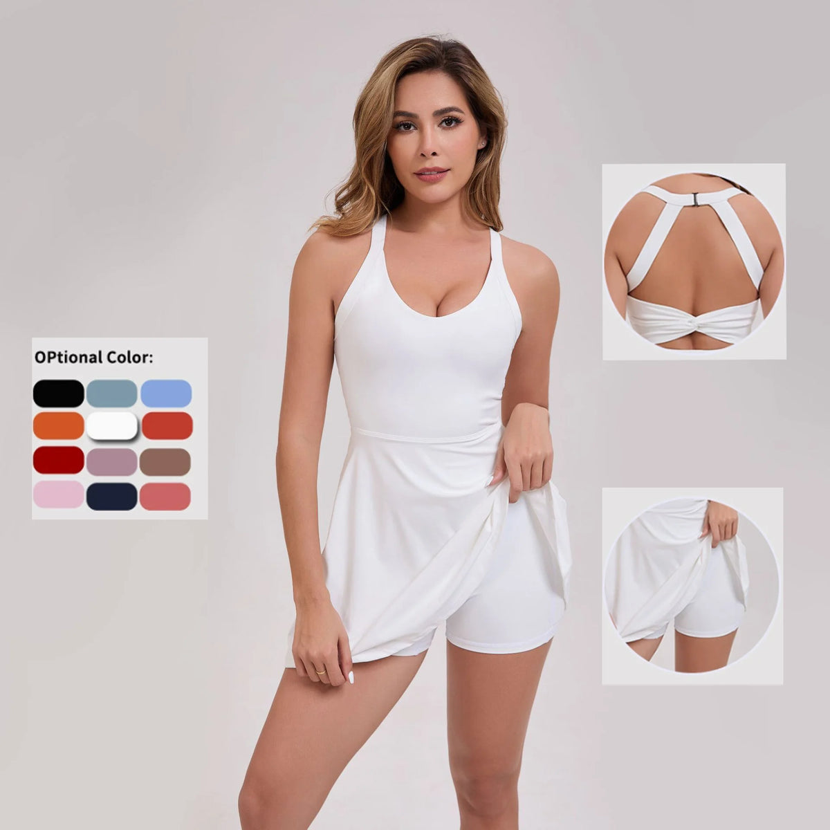 15 Colors S-XL Women's Sleeveless Tennis Golf Yoga Dress with Pocket Quick Dry Breathable Running Skirt Set Woman Tennis Dress Custom Logo Women Outdoor Sports Clothing Supplies