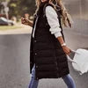 10 Colors S-5XL Plus Size Women's Autumn Spring Solid-Color Hooded Single-Button Mid-Length Cotton Long  Vest Coat Cardigan Outerwear Top  Fashion Women Casual Apparel Supplies