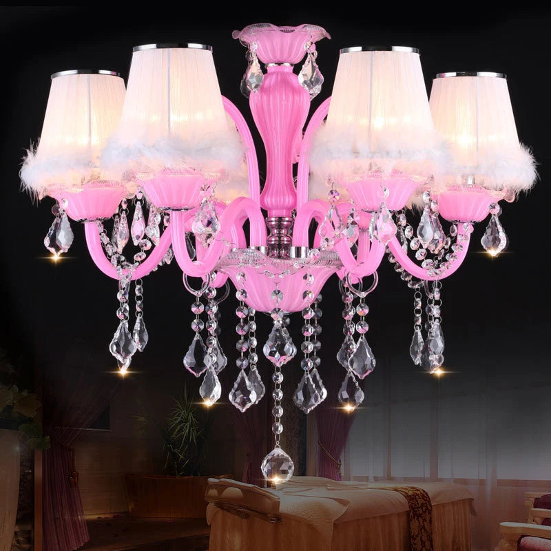 HOT SALE 6/8/10/15/18 Lights Villa Home Living Room Pink Luxury Maria Theresa Crystal Pendent Lamp Art Decoration Girls' Room Candle Lamps  Restaurant Bedroom Luxury Chandelier