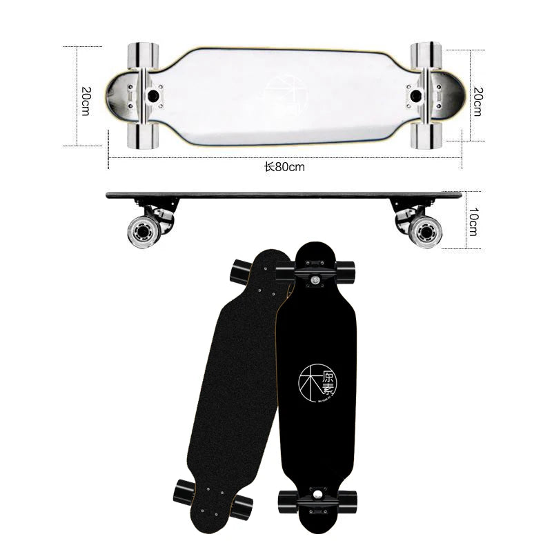 Skateboard Professional Longboard Flat-Rocker Board Steel Bearing PU Wheels Complete Board Teenagerd High Speed Drift Skateboard