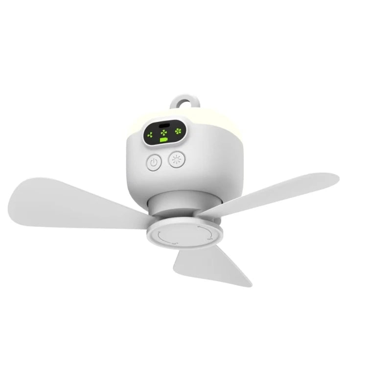 NEW Arrivals Ceiling Fan Portable Outdoor Camping Home Indoor Bedroom Fan With Light & Remote Control Built In 8000mAh Battery(White) Air Cooler