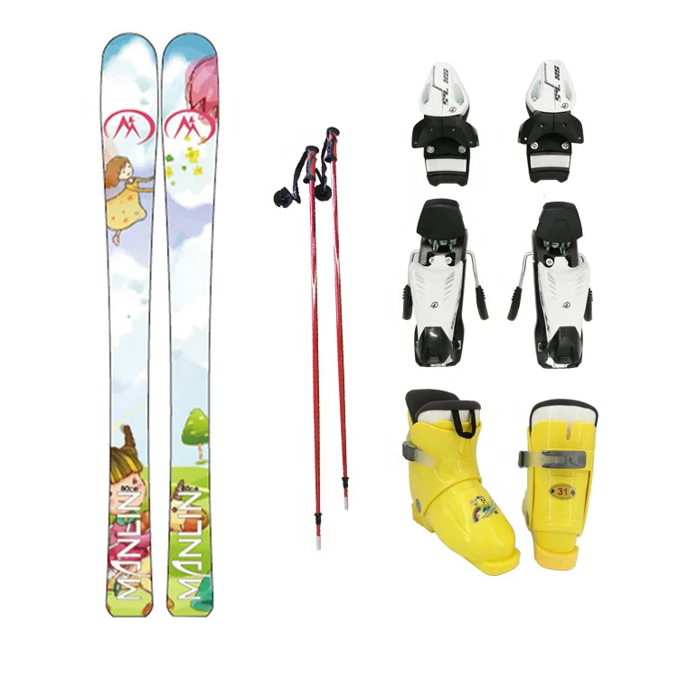 All Mountain Freeride Freestyle Racing Wide Wooden Ski Skates Boot Set Binding Shoes Pole Brand