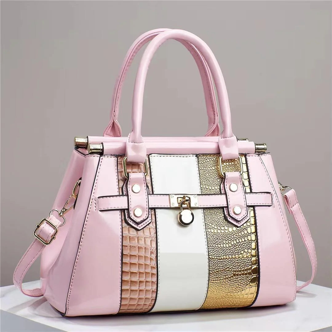8 Colors Luxury Female Handbag Fashion Patent Leather Zippered Closure Woman's Shoulder PU Bag Polyester Lining Portable Embroidery Bags Ladies Apparel Accessories