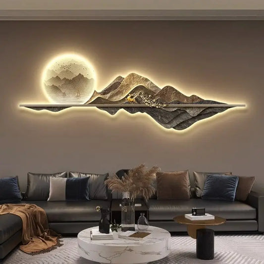 NEW Arrivals 5 Colors Moonlight and Life Wealth Tree Style Acrylic Wall Decor with LED Light Plug and Mobile Power Wall Art Creative Decoration  for Living Room Bedroom Office Hotels