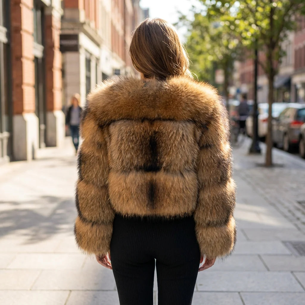 Just Arrived S-3XL Plus Size Super Hot Winter Women Luxury Thick 100% Real Raccoon Fur Coat Natural Fur Jacket Women's Short Jacket Snow Boots Outerwear Jackets Evening Party Night Clubwear Ladies Luxury Apparel Supplies.