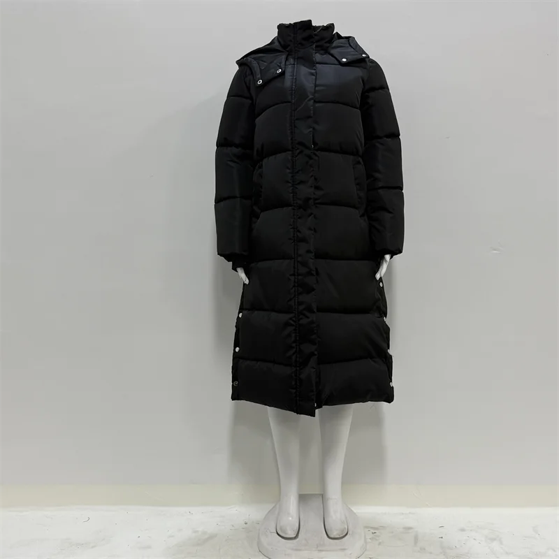 4 Colors M-3XL Plus Size Autumn Winter Women's Comfortable Parkas Coat Thick Warm Woven Block Hooded Jacket Long Parker Coat Casual Outerwear Ladies Winter Clothing Supplies