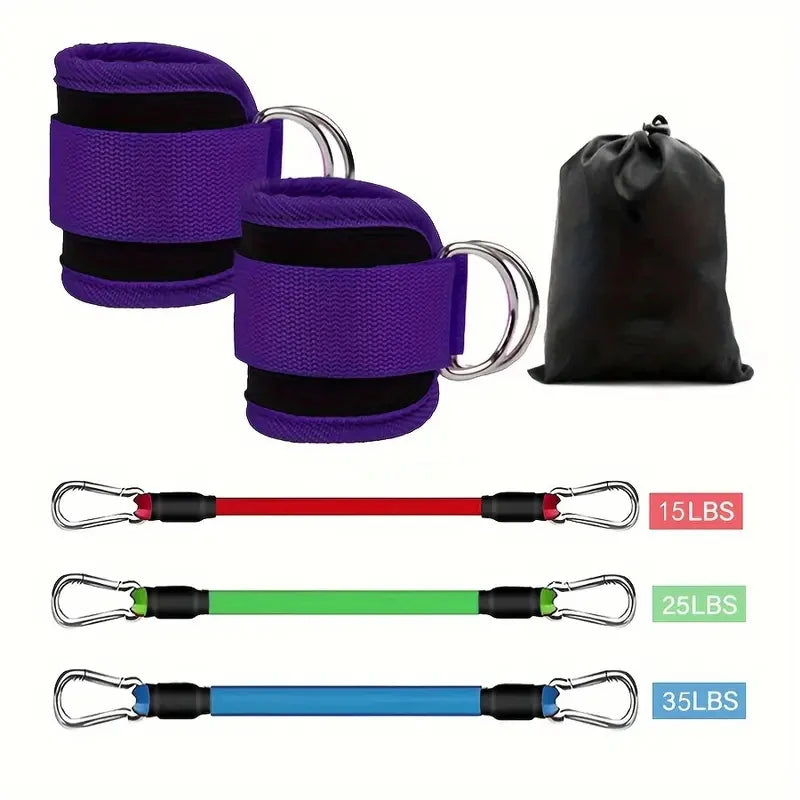 NEW Arrivals 5 Colors, Home Gym Yoga Studio 6 PCS Set TPE Ankle Resistance Bands with Cuffs High Elastic for Glute & Leg Workouts Booty Exercise Equipment Workout Sets