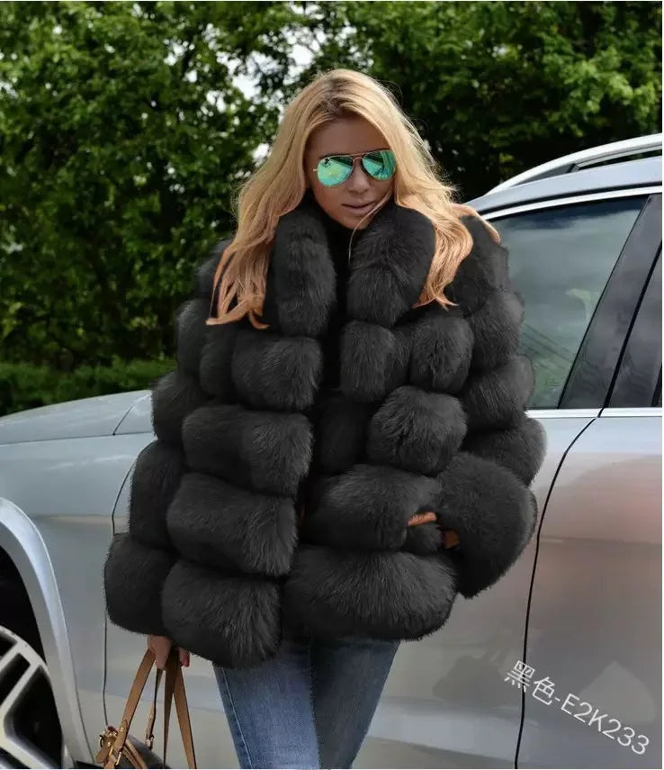 NEW Arrivals 10 Colors S-5XL Plus Size Luxury Fox Fur Winter Outfit Faux Fur Jacket Women Fur Coat Outerwear Jackets Night Clubwear Evening Party Luxury Coats Ladies Winter Apparel Supplies