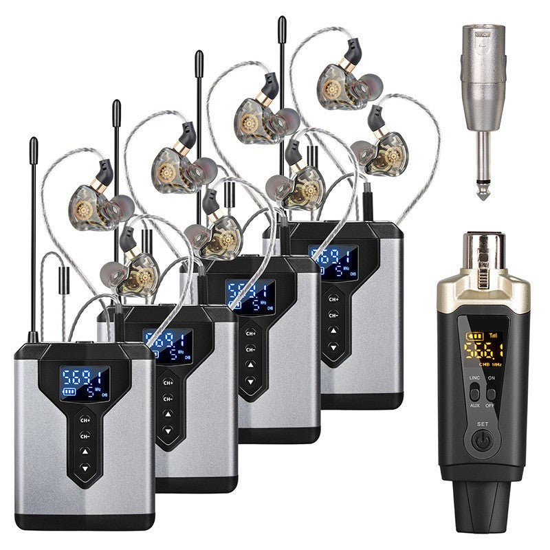 Professional Live Streaming Podcast Wireless UHF XLR Plastic In-Ear Ear Monitor System Bodypack Receiver Transmitter Singing For TikTokers Singers Live Streaming Band Rehearsal Earphones Set