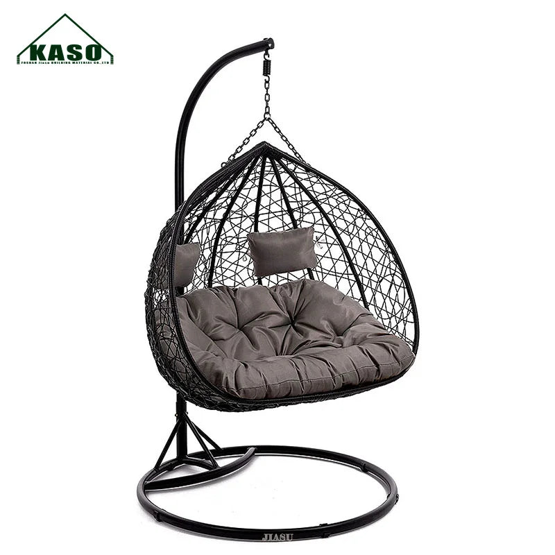 NEW Arrivals 3 Colors Luxury Wicker Egg Swings Double Rattan Villa Home Indoor Outdoor Patio Garden Courtyard Cushions Swing Chair Furniture Supplies