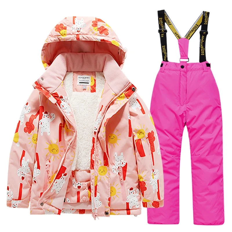 BEST PRICE 2 PCS Set Children's Girls Boys Top Quality Waterproof Ski Jacket + Pants Kids Snowboard Suit Snow Wear Ski Clothes for Kids Ski Suit Ski Clothing