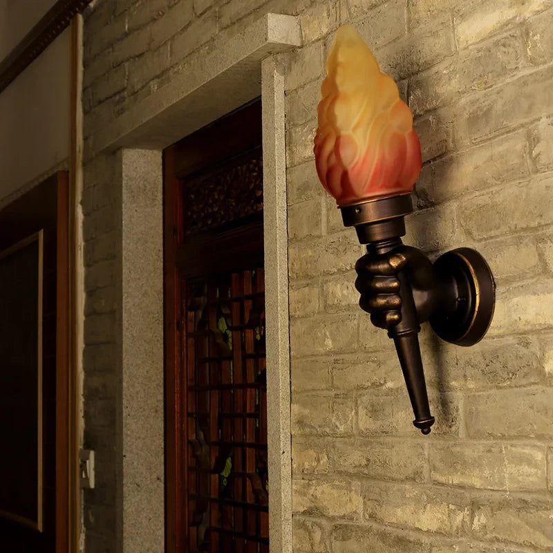 Medieval Castle Lamps Art Creative Aluminum Torch Hand Gothic Wall Lamp Outdoor Light Garden Yard Porch Living Room Bedroom Stair Aisle Corridor Lights