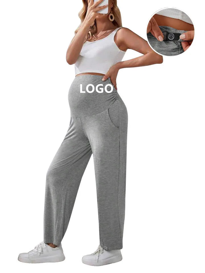 Black/Dark Gray/Gray Color S-XL  Custom logo Women's Maternity Lounge Pants Over-the-Belly Jogging Bottoms Long Pregnancy Yoga Trousers Loungewear Outdoor Activewear