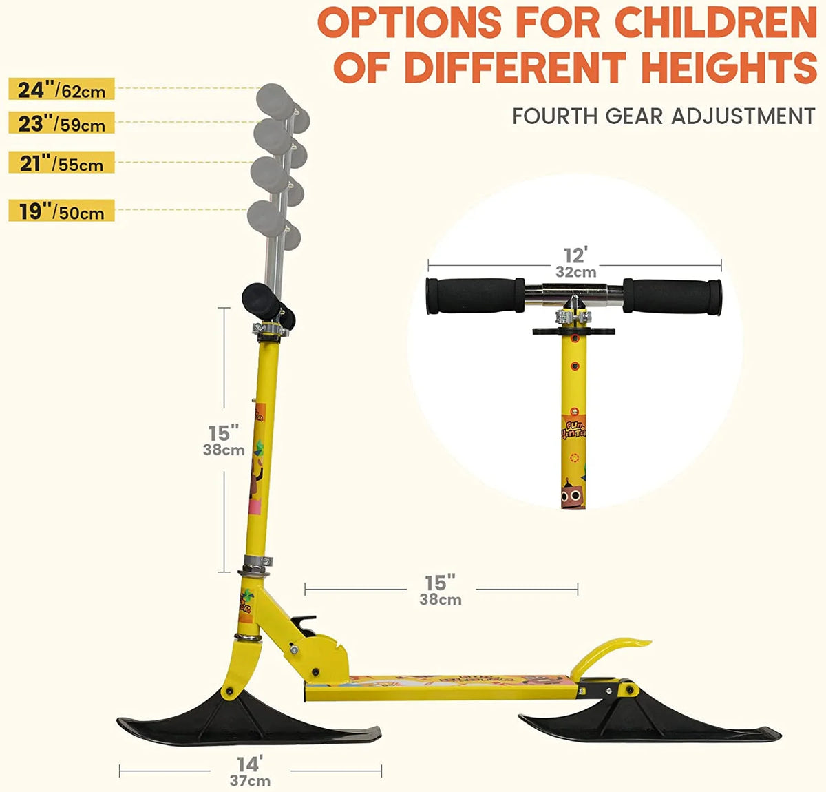 NEW Arrivals Children Outdoor Folding Kick Scooter Kids Graffiti Adult Snow Ski Scooter Winter Sports Supplies
