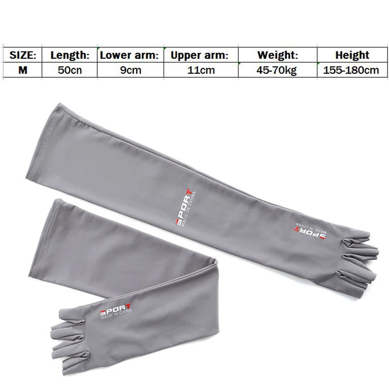 2pcs Sport Arm Sleeves Cycling Running Fishing Climbing Arm Cover Sun UV Protection Ice Cool Sleeves With 5-Finger Cuff