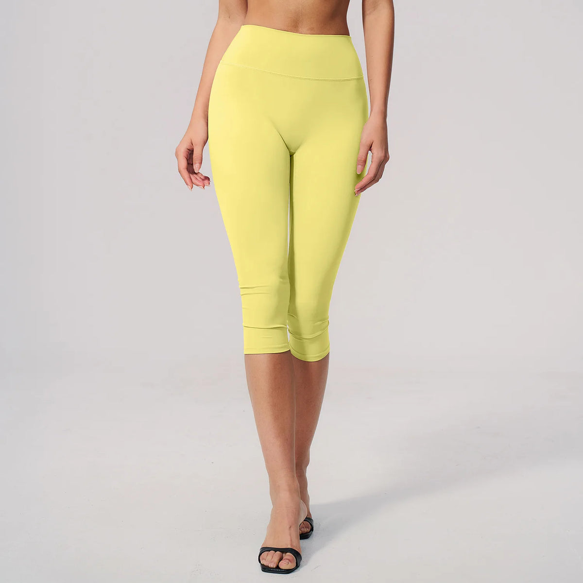 20 Colors S-XL Women's NEW  Brushed Yoga Capri Pants High Waist Elastic Waist Solid Slim Breathable Quick Dry Sweat-Wicking Knee  Outdoor Running Gym Fitness Women Sports Clothing