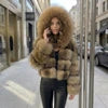 Just Arrived S-3XL Plus Size  New Style 100% Real Raccoon Fur Hooded Long Sleeves Winter Warm Coat Women Real Fur Snow Boots Outerwear Jacket Natural Raccoon Fur Coat Ladies Luxury Apparel Supplies